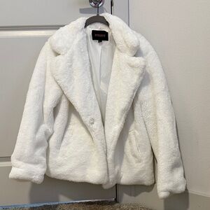 Ambiance Plush White Teddy Jacket - Soft Faux Fur Coat